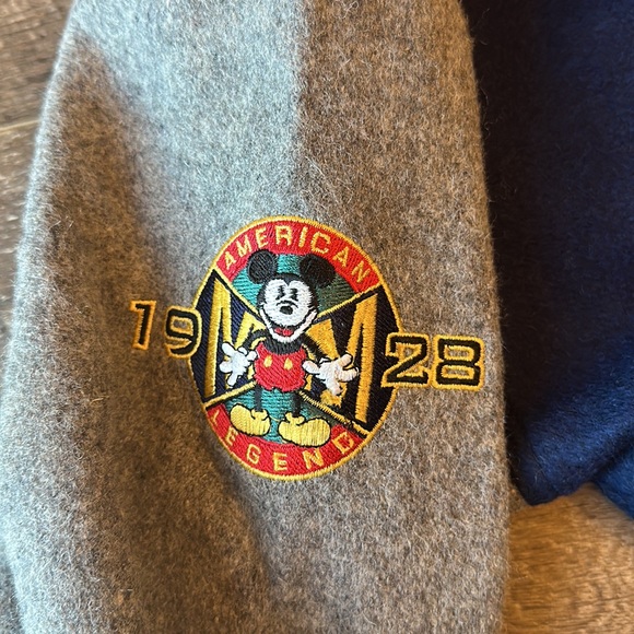 Vintage Disney Mickey Mouse Varsity Jacket Blue Gray - Picture 10 of 14